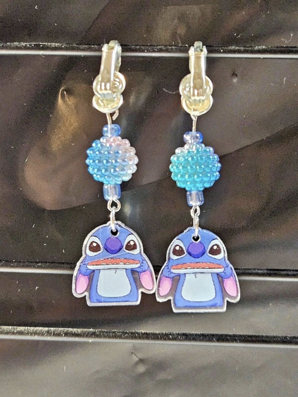 Blue Alien Character Clip-On Earrings | New | Handmade